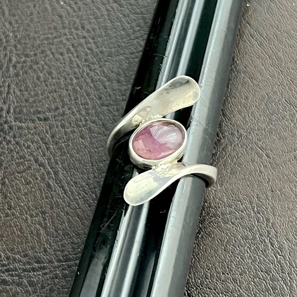 🔴SOLD🔴 Vintage Taxco Mexico sterling silver amethyst ring - Picture 3 of 11